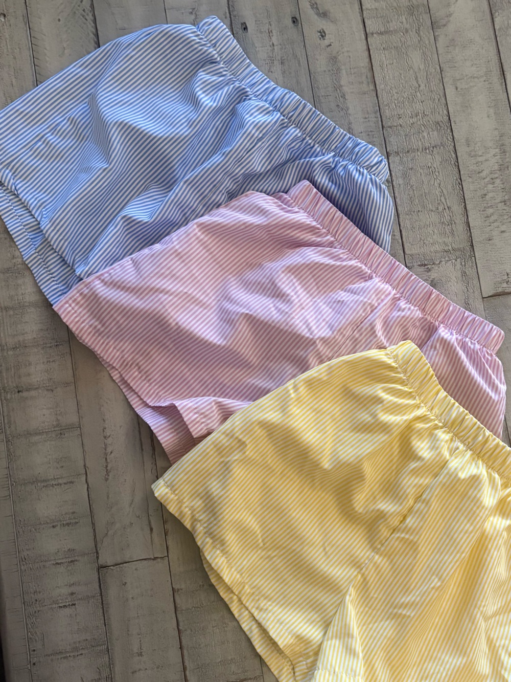SHEIN Pastel Striped Elastic Waist Shorts - Blue, Pink, Yellow